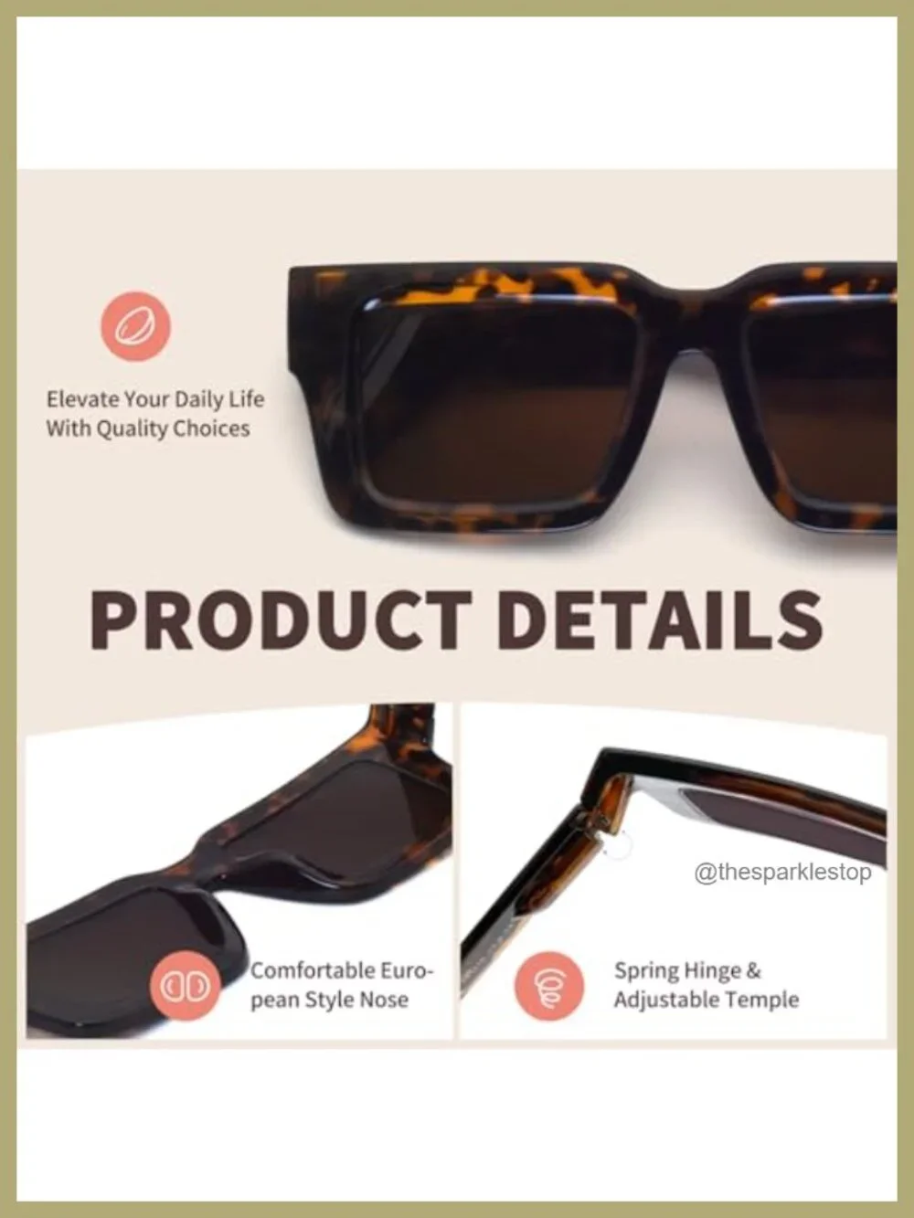 3-Pack Oversized Square Sunglasses for Women UV Protection Polycarbonate Frame